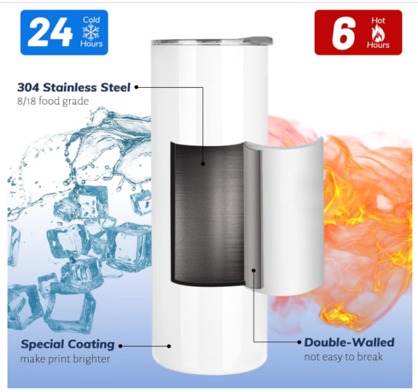 sample 4 Custom Sublimation Tumbler 20 OZ | Personalized Skinny Tumbler