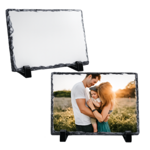 Personalized Slate Rock Photo Frame – 6 x 7.9 Inch Custom Stone Print