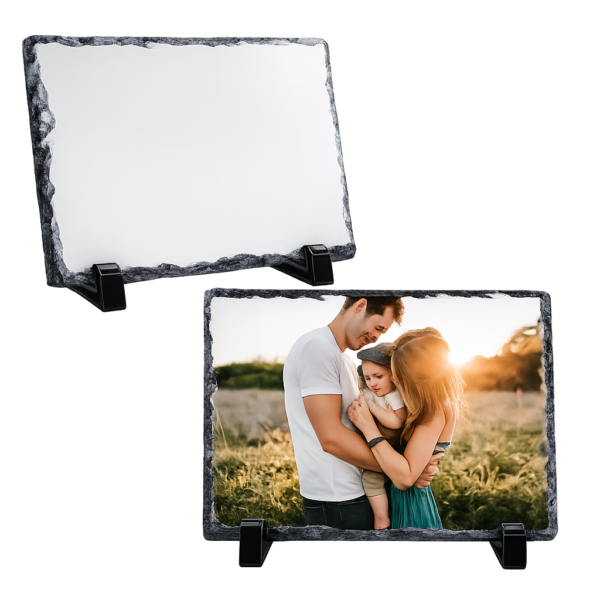 Personalized Slate Rock Photo Frame – 6 x 7.9 Inch Custom Stone Print